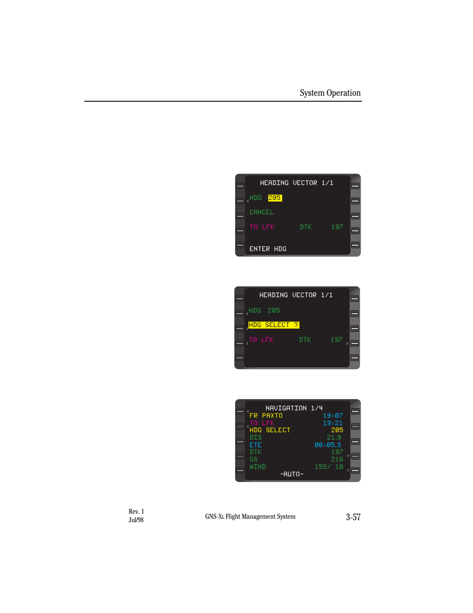 Using heading vector, Programming a heading vector, System operation 3-57 | Honeywell GNS-XL User Manual | Page 175 / 353