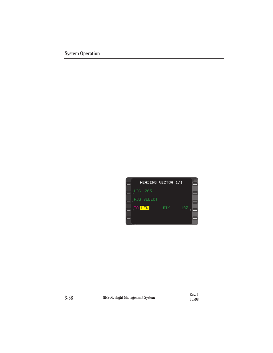 Changing to waypoint while in heading select mode, System operation 3-58 | Honeywell GNS-XL User Manual | Page 176 / 353