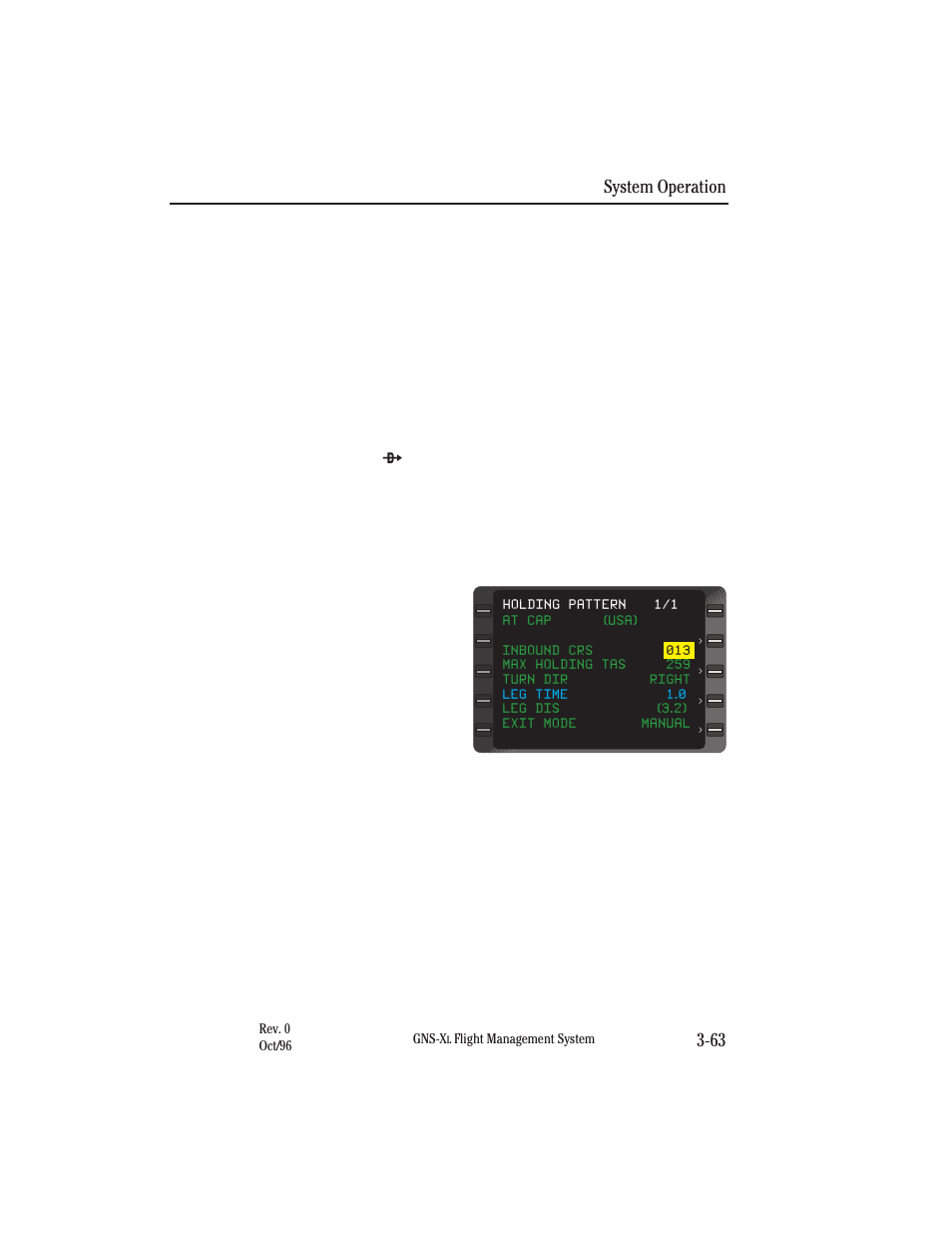 Programming a holding pattern, System operation 3-63 | Honeywell GNS-XL User Manual | Page 181 / 353