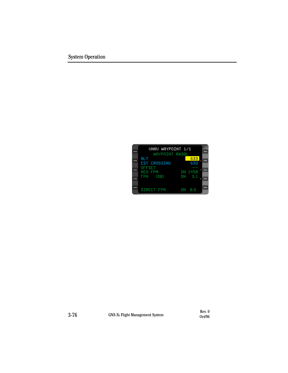 Vertical navigation -enroute, Programming vertical path descents, System operation 3-76 | Vertical navigation - enroute | Honeywell GNS-XL User Manual | Page 194 / 353