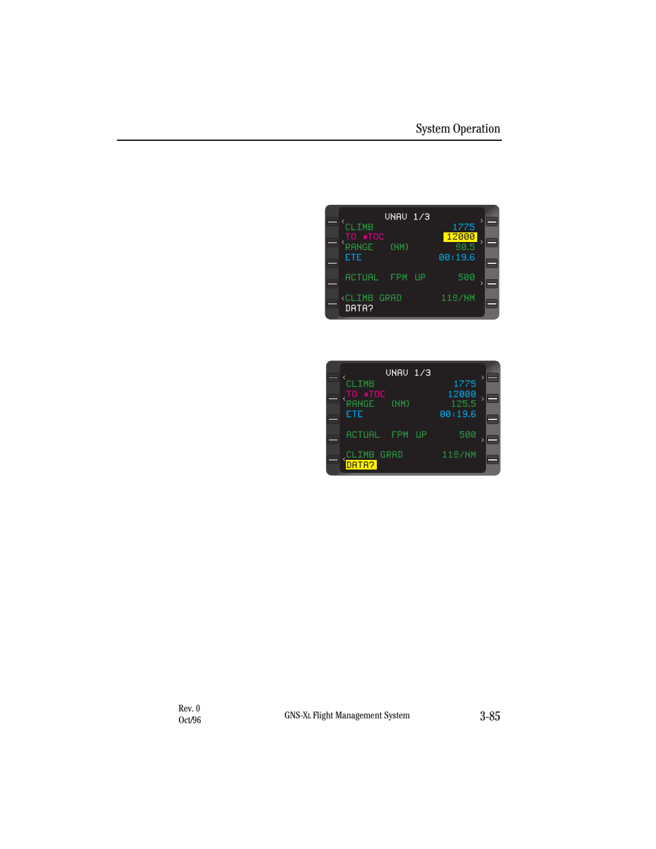 Top of descent (#tod), System operation 3-85 | Honeywell GNS-XL User Manual | Page 203 / 353