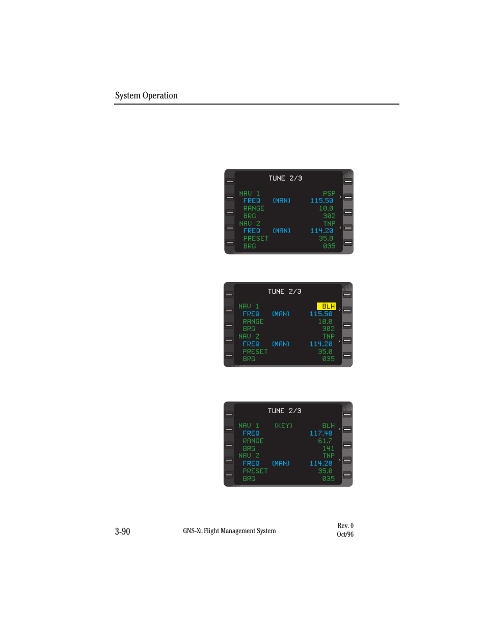 Tuning navs, Keyboard method, System operation 3-90 | Honeywell GNS-XL User Manual | Page 208 / 353