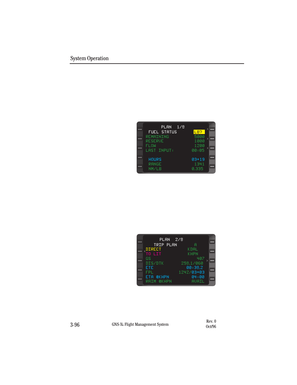 Trip planning, System operation 3-96 | Honeywell GNS-XL User Manual | Page 214 / 353