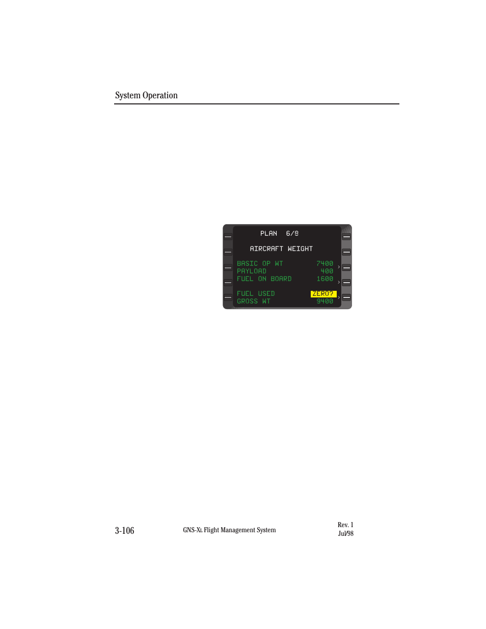 Resetting fuel used, System operation 3-106 | Honeywell GNS-XL User Manual | Page 224 / 353