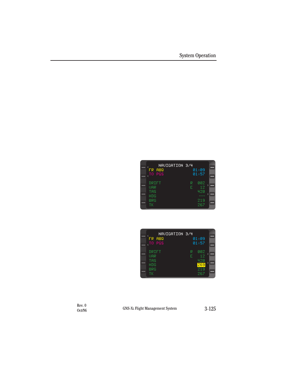 Aircraft not equipped with a true/mag switch, Set heading entry, System operation 3-125 | Honeywell GNS-XL User Manual | Page 243 / 353
