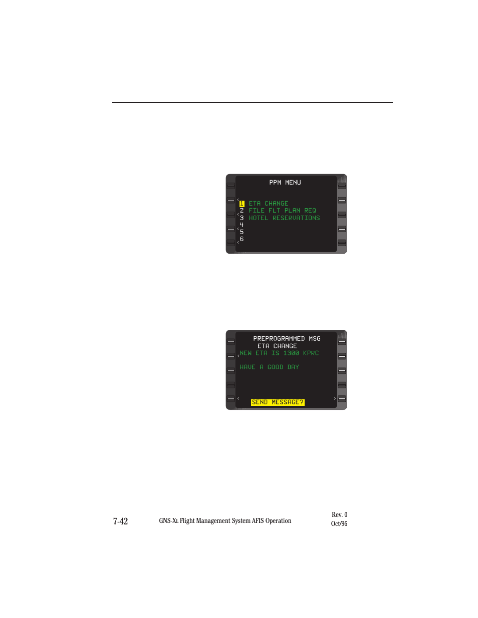 Editing/entering a preprogrammed message, Continue sending message | Honeywell GNS-XL User Manual | Page 308 / 353