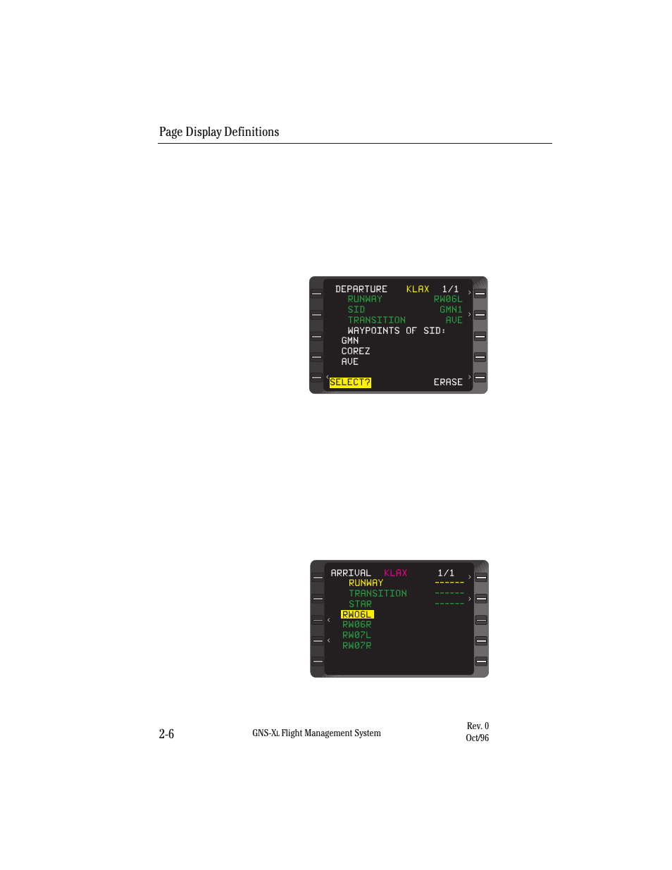 Page display definitions 2-6 | Honeywell GNS-XL User Manual | Page 37 / 353