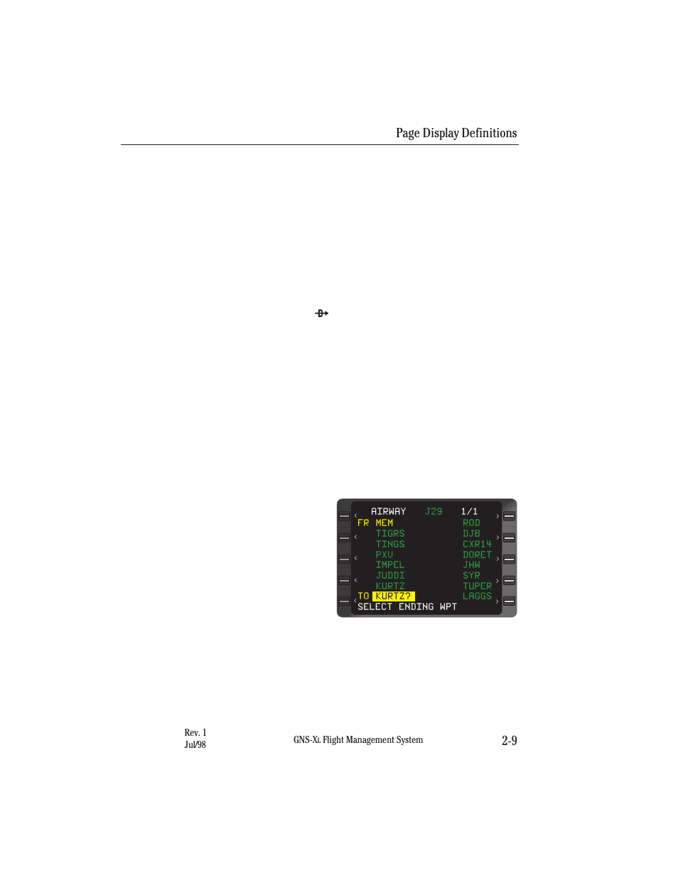 Page display definitions 2-9 | Honeywell GNS-XL User Manual | Page 40 / 353