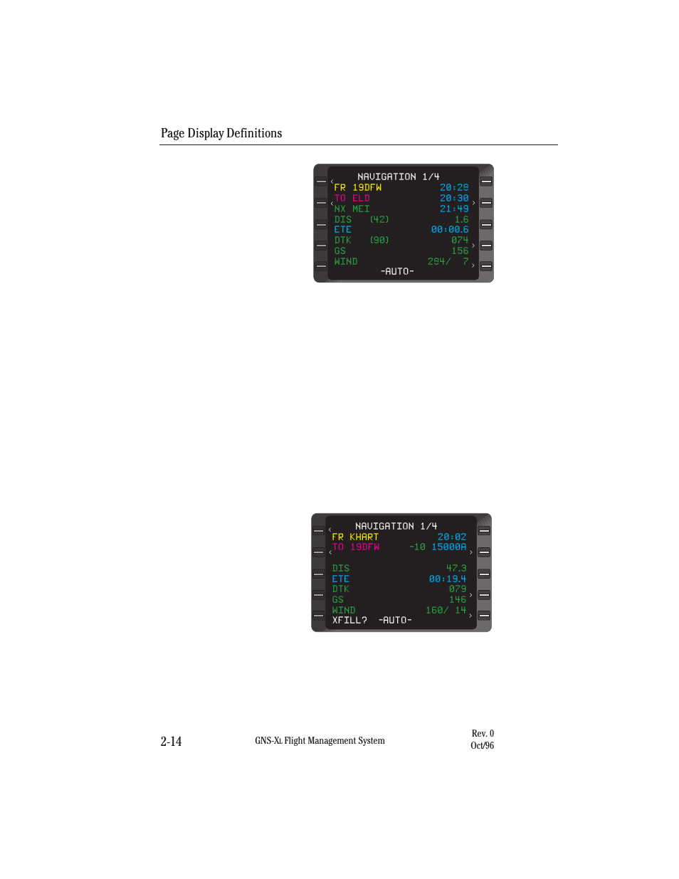 Page display definitions 2-14 | Honeywell GNS-XL User Manual | Page 45 / 353