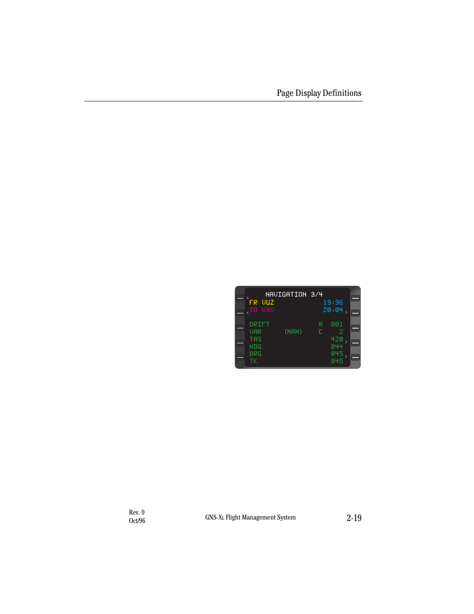Page display definitions 2-19 | Honeywell GNS-XL User Manual | Page 50 / 353