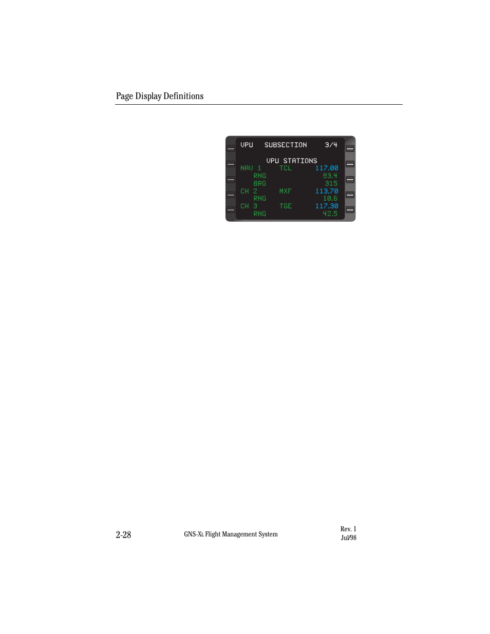 Page display definitions 2-28 | Honeywell GNS-XL User Manual | Page 59 / 353