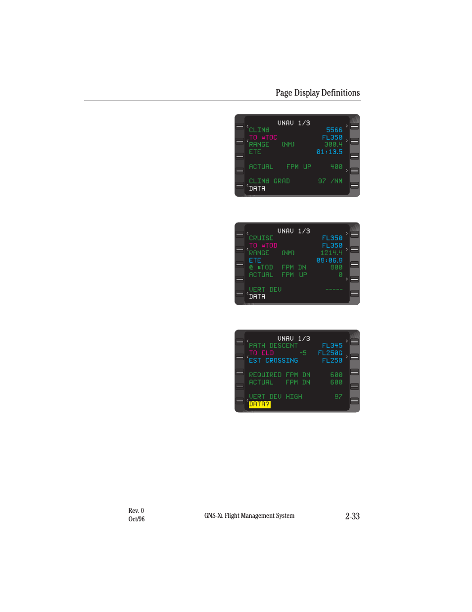 Page display definitions 2-33 | Honeywell GNS-XL User Manual | Page 64 / 353