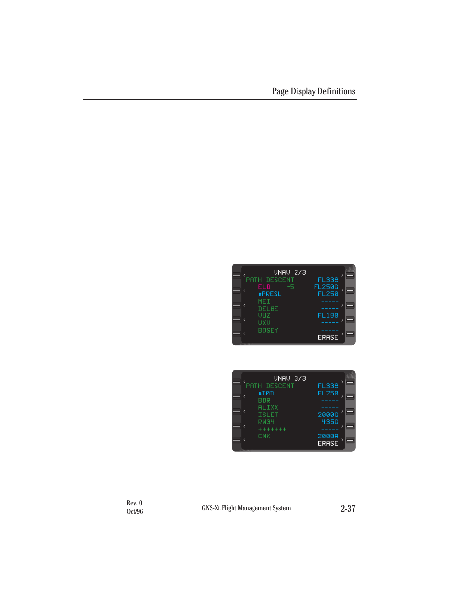 Page display definitions 2-37 | Honeywell GNS-XL User Manual | Page 68 / 353