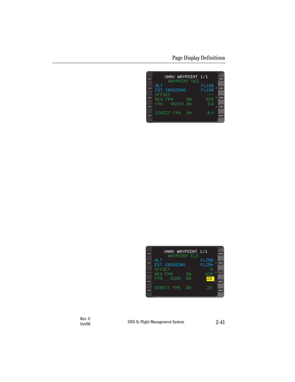 Page display definitions 2-41 | Honeywell GNS-XL User Manual | Page 72 / 353