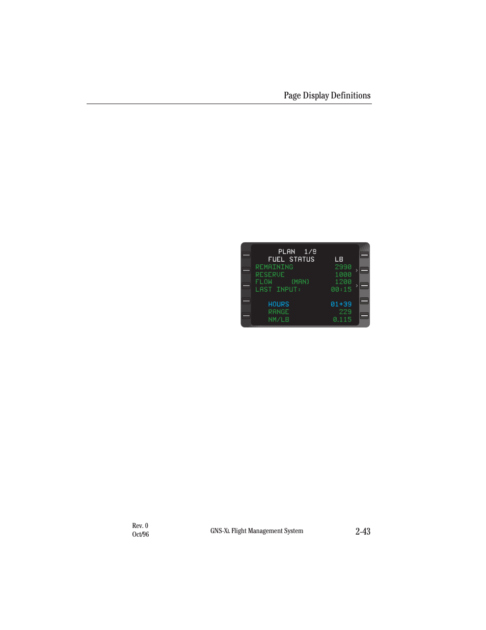 Page display definitions 2-43 | Honeywell GNS-XL User Manual | Page 74 / 353