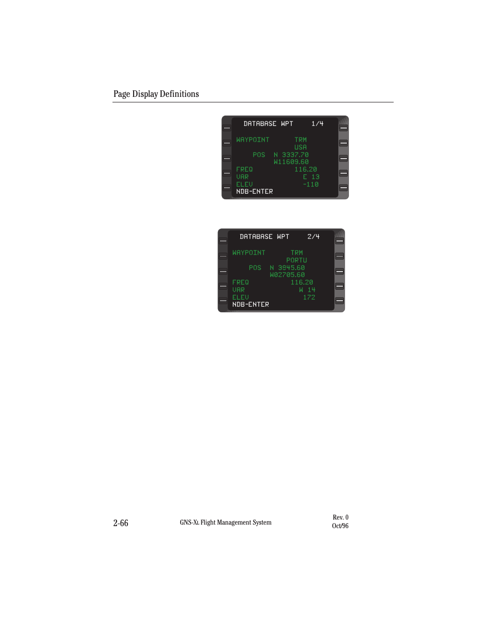 Page display definitions 2-66 | Honeywell GNS-XL User Manual | Page 97 / 353