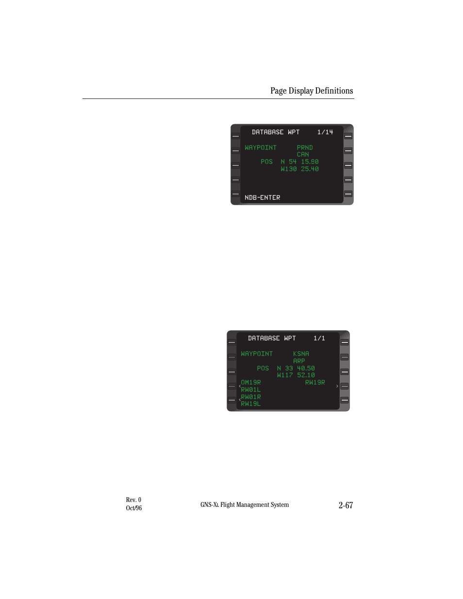 Page display definitions 2-67 | Honeywell GNS-XL User Manual | Page 98 / 353