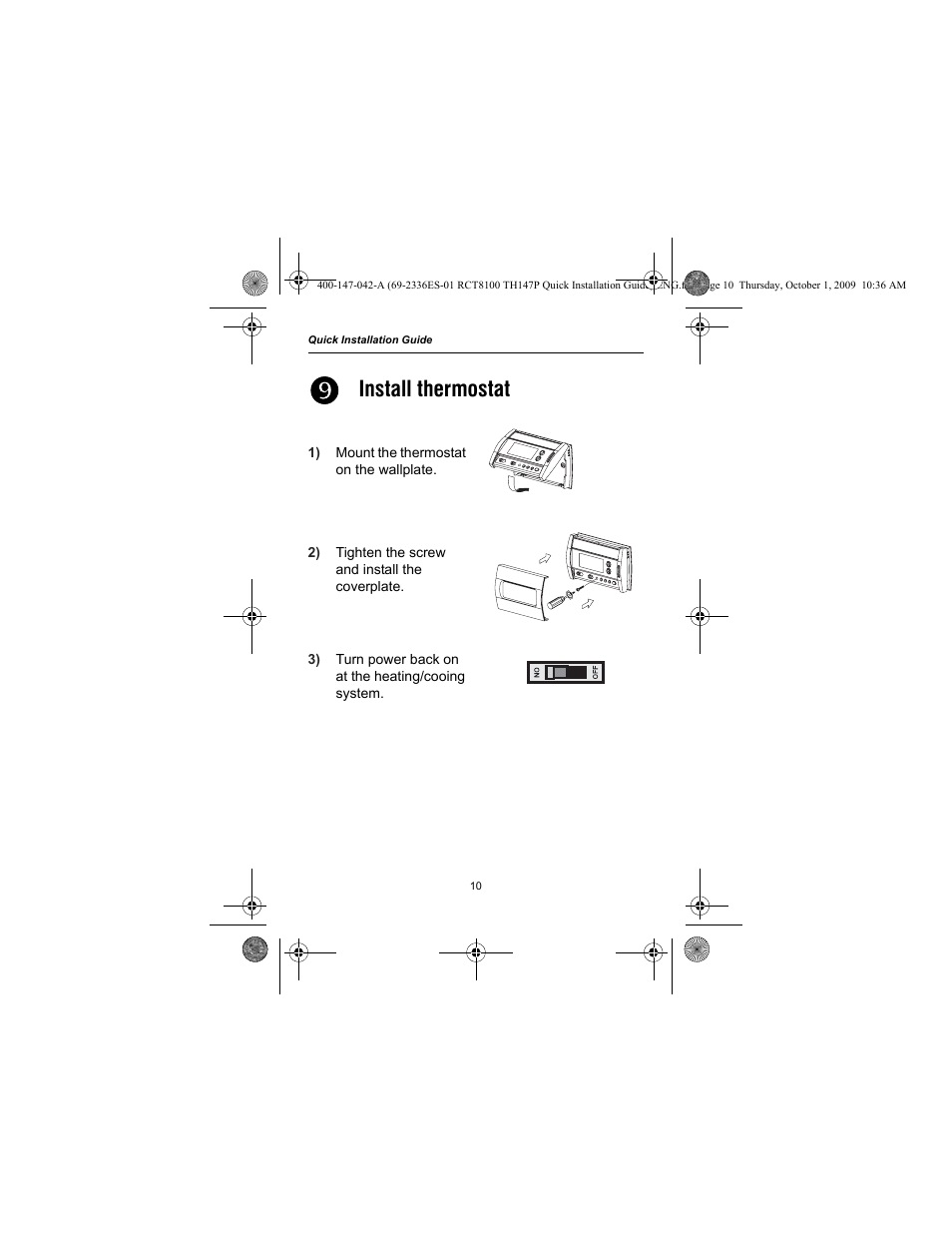 Install thermostat | Honeywell RCT8100 User Manual | Page 12 / 28