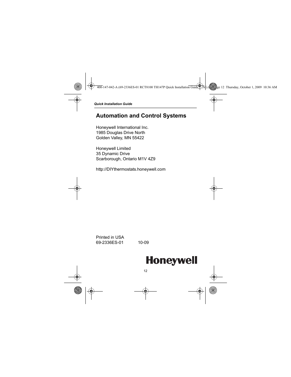 Automation and control systems | Honeywell RCT8100 User Manual | Page 14 / 28