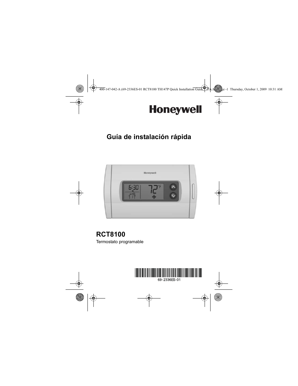 Guía de instalación rápida rct8100 | Honeywell RCT8100 User Manual | Page 15 / 28