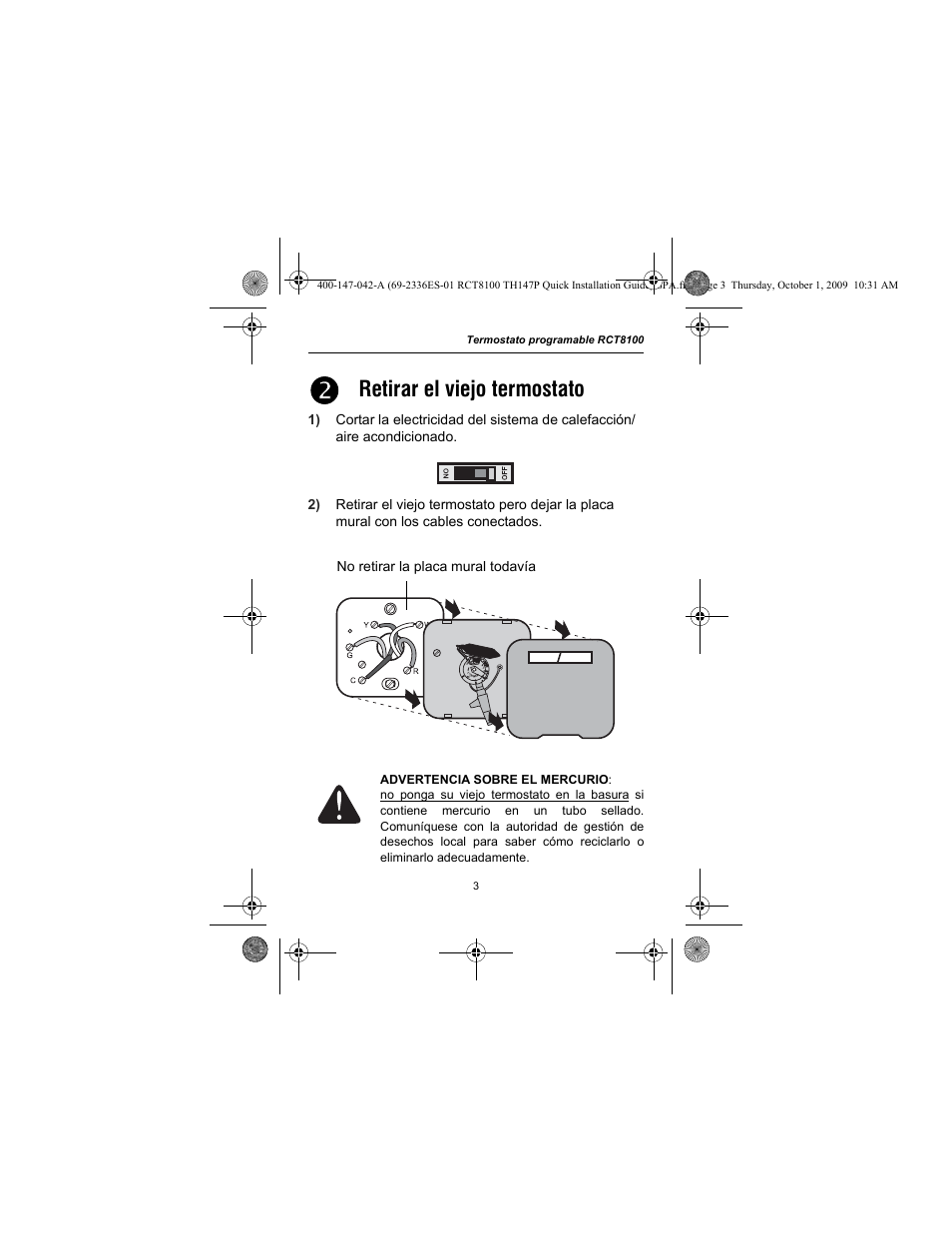 Retirar el viejo termostato | Honeywell RCT8100 User Manual | Page 19 / 28
