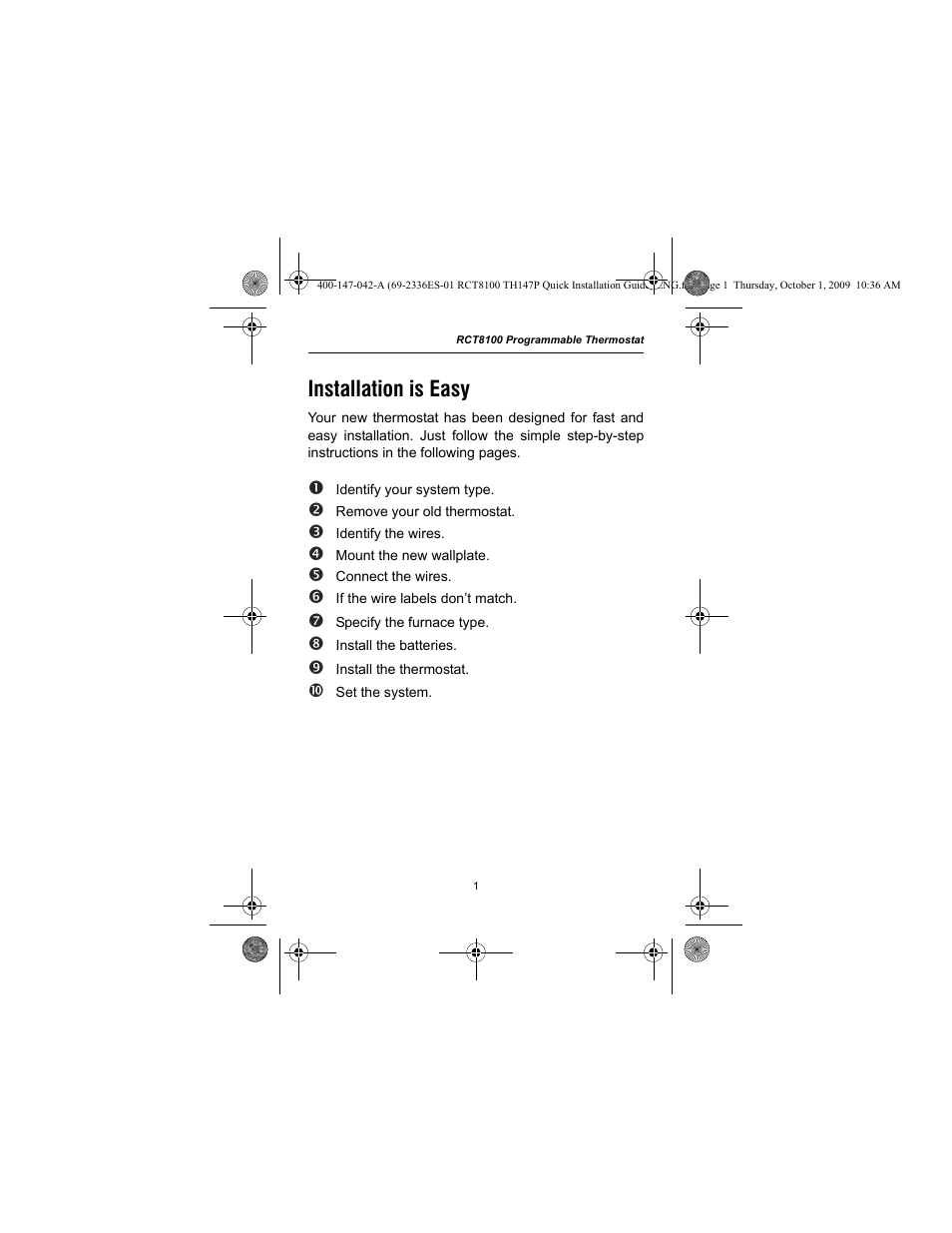 Installation is easy | Honeywell RCT8100 User Manual | Page 3 / 28