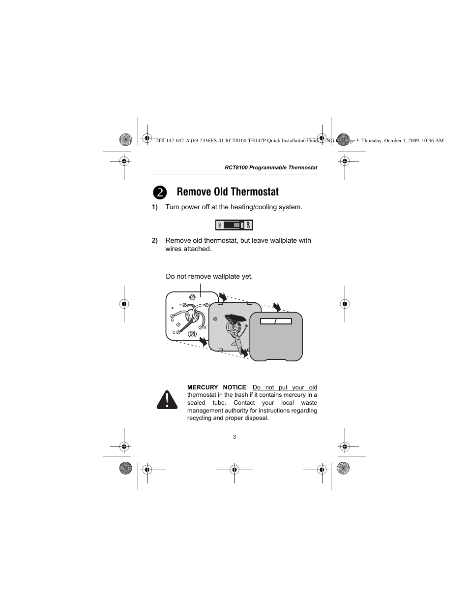 Remove old thermostat | Honeywell RCT8100 User Manual | Page 5 / 28