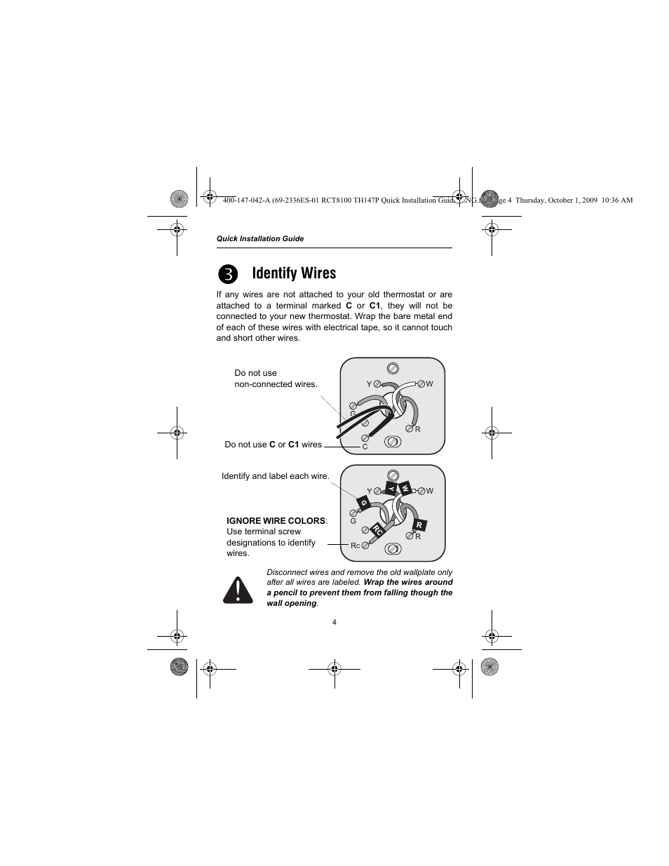 Identify wires | Honeywell RCT8100 User Manual | Page 6 / 28