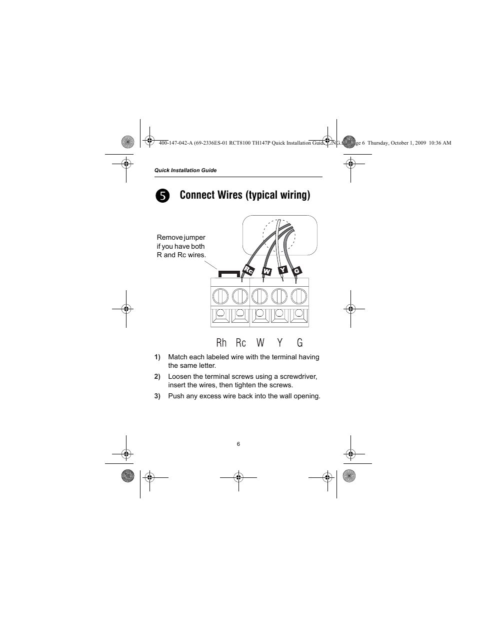 Connect wires (typical wiring) | Honeywell RCT8100 User Manual | Page 8 / 28