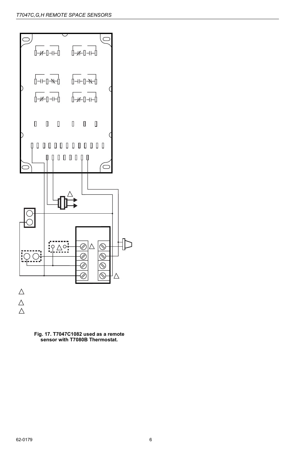 T7047c,g,h remote space sensors | Honeywell T7047C User Manual | Page 6 / 8