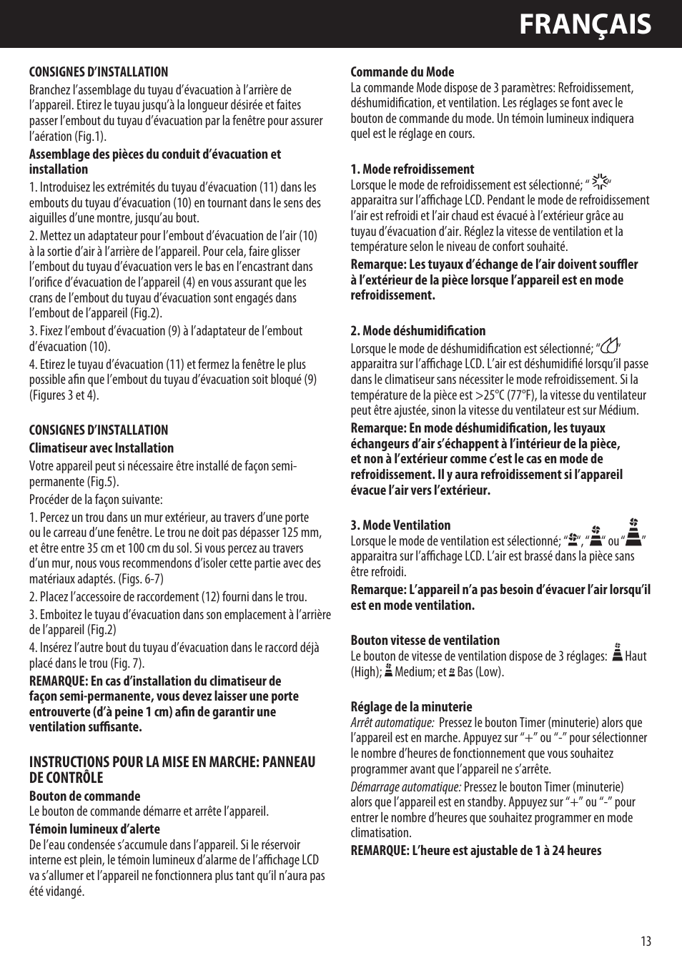 Français | Honeywell AMH-10000E User Manual | Page 13 / 88