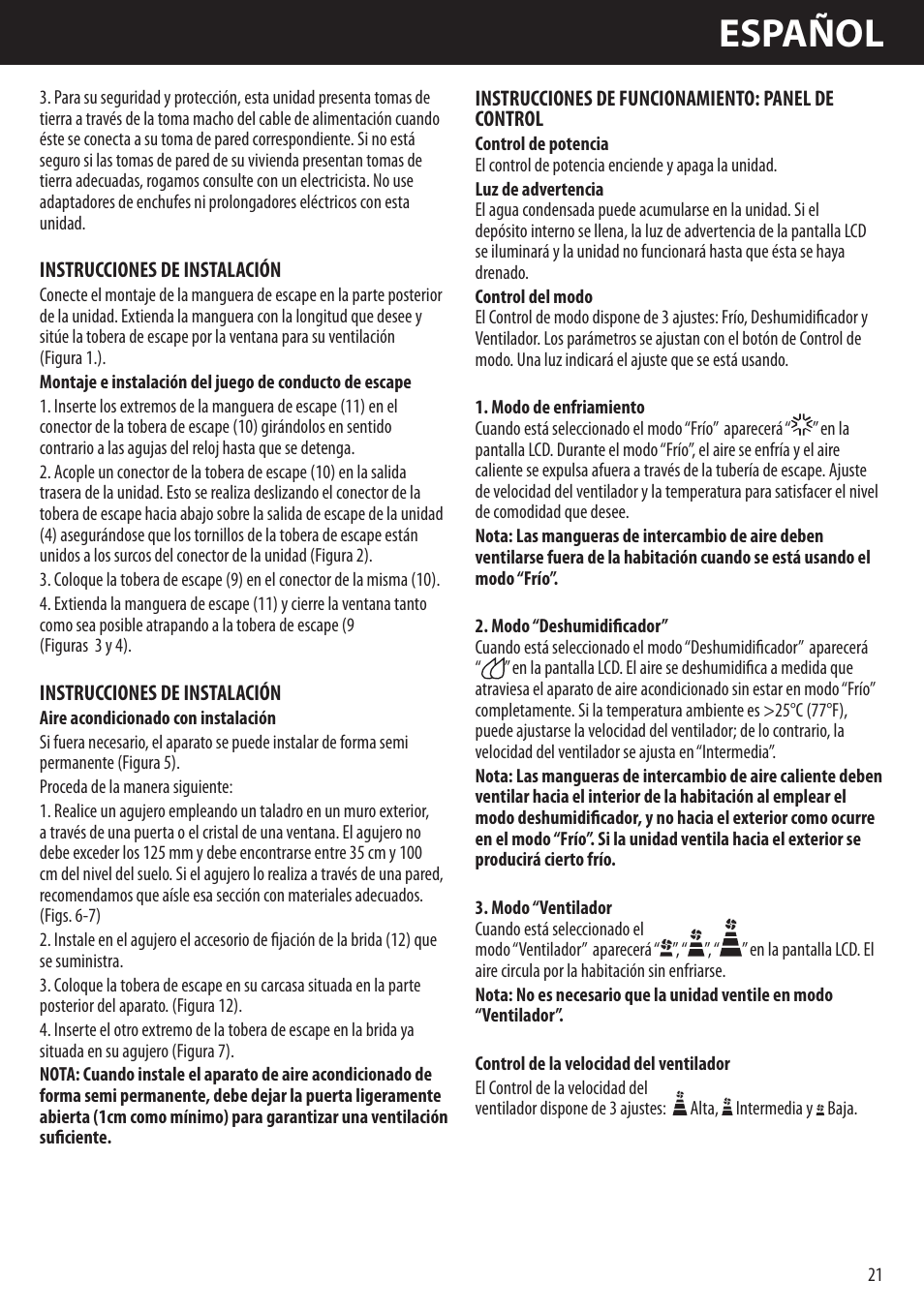 Español | Honeywell AMH-10000E User Manual | Page 21 / 88