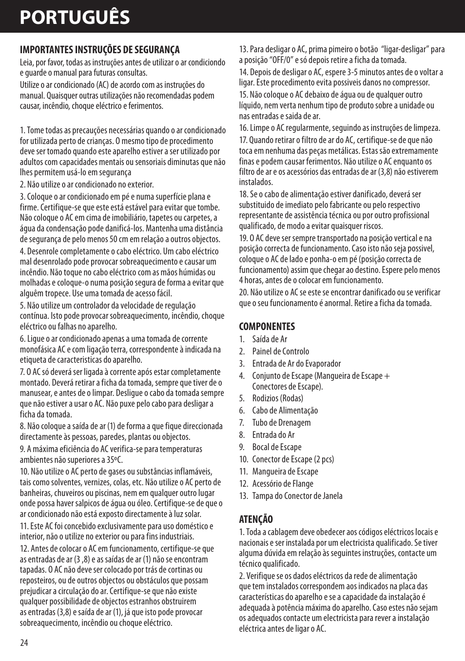 Português | Honeywell AMH-10000E User Manual | Page 24 / 88