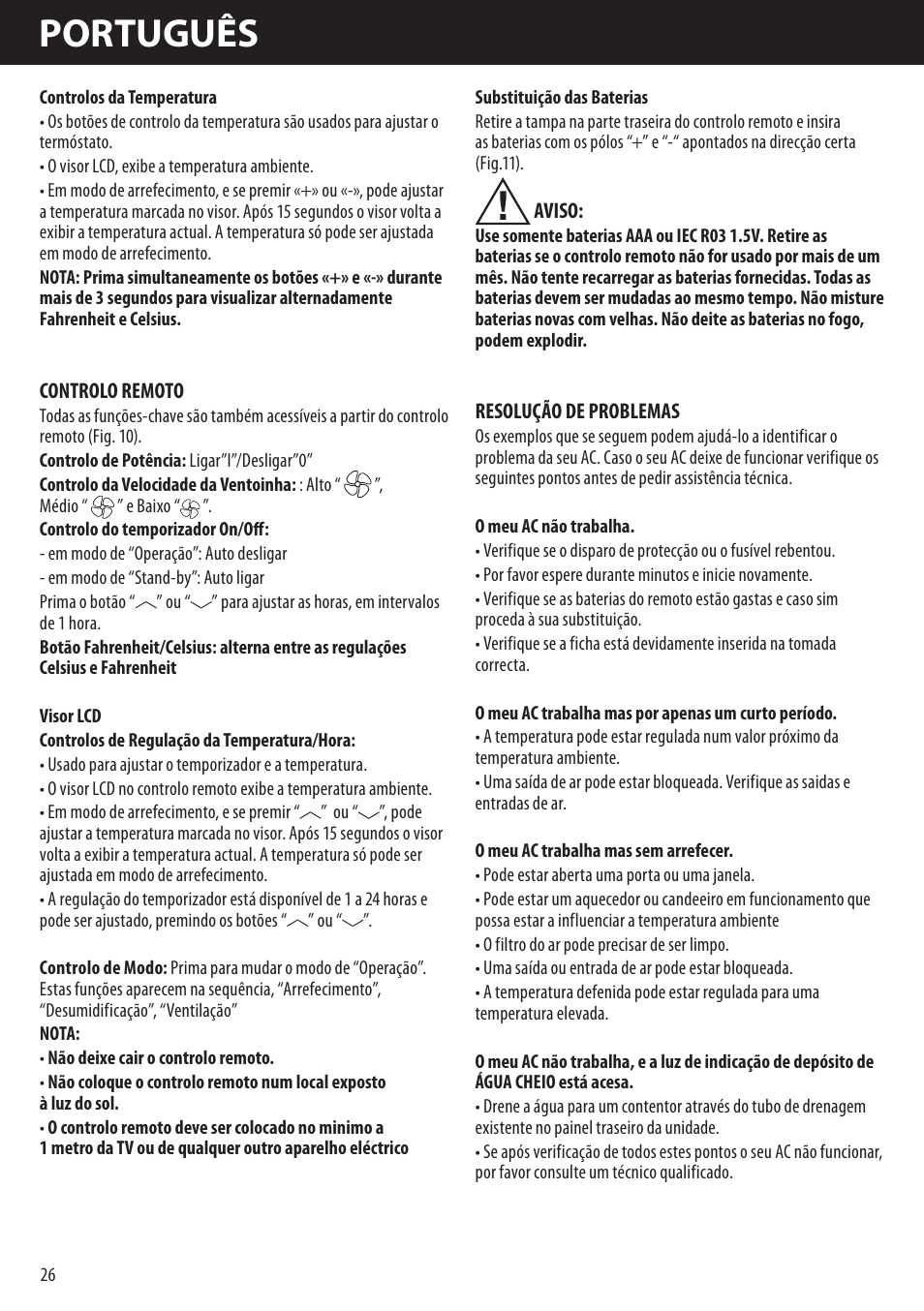 Português | Honeywell AMH-10000E User Manual | Page 26 / 88
