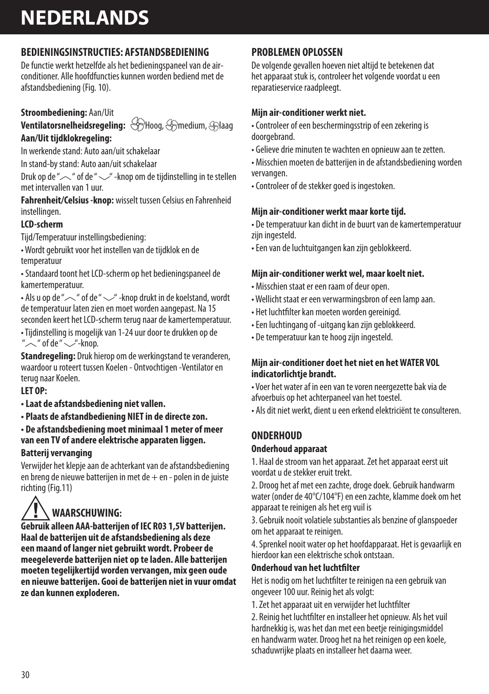 Nederlands | Honeywell AMH-10000E User Manual | Page 30 / 88