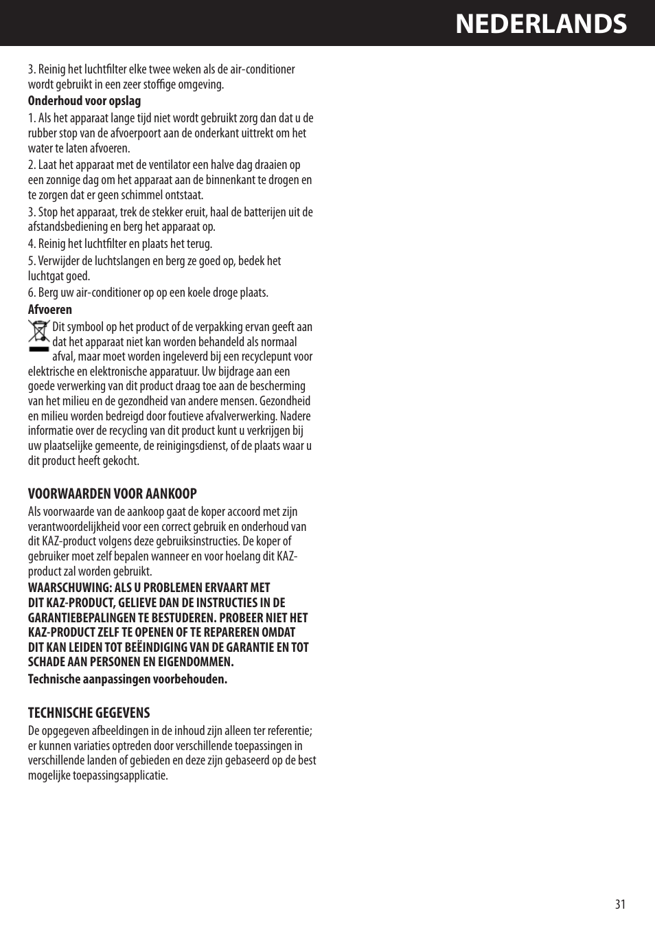 Nederlands | Honeywell AMH-10000E User Manual | Page 31 / 88