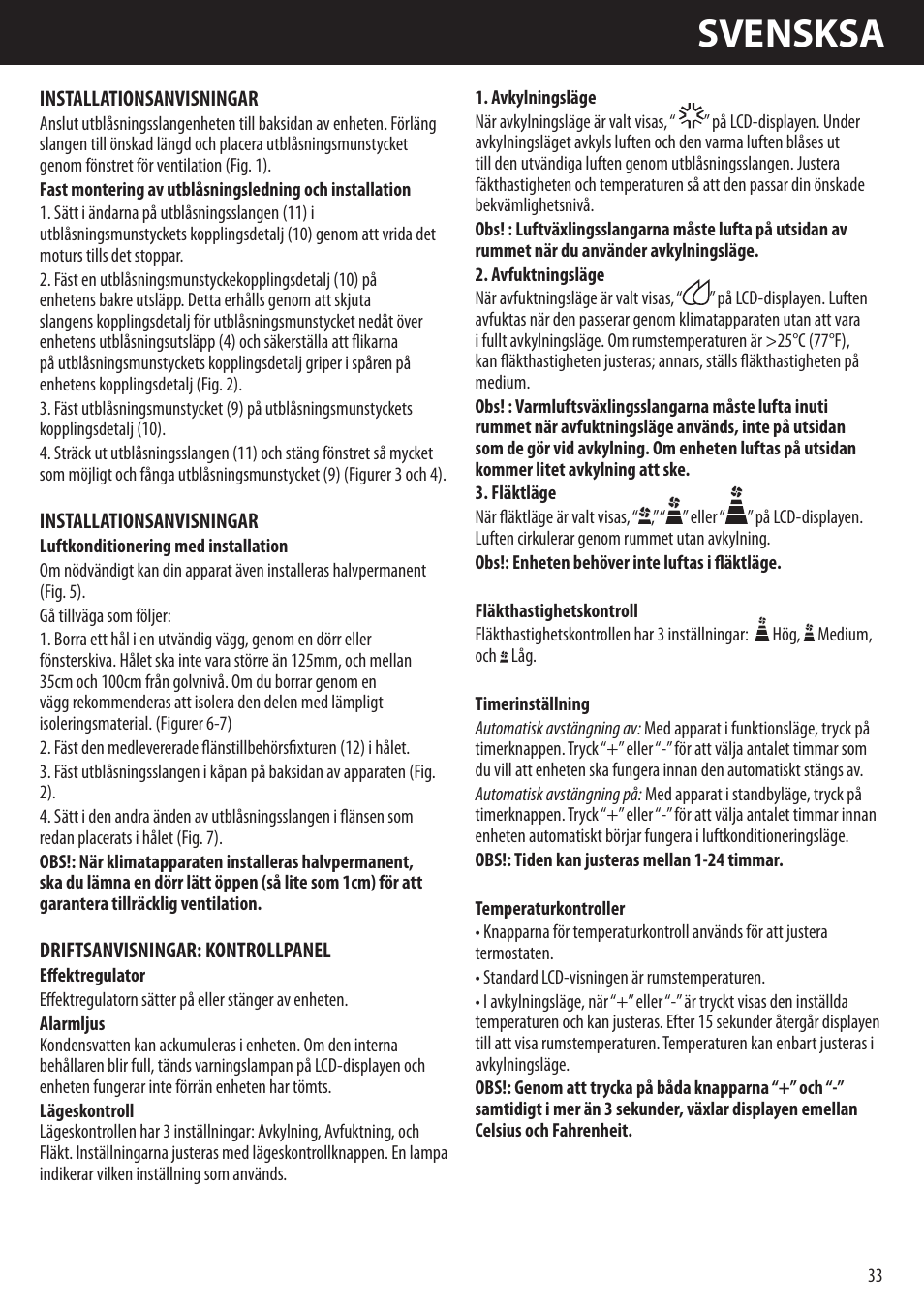 Svensksa | Honeywell AMH-10000E User Manual | Page 33 / 88