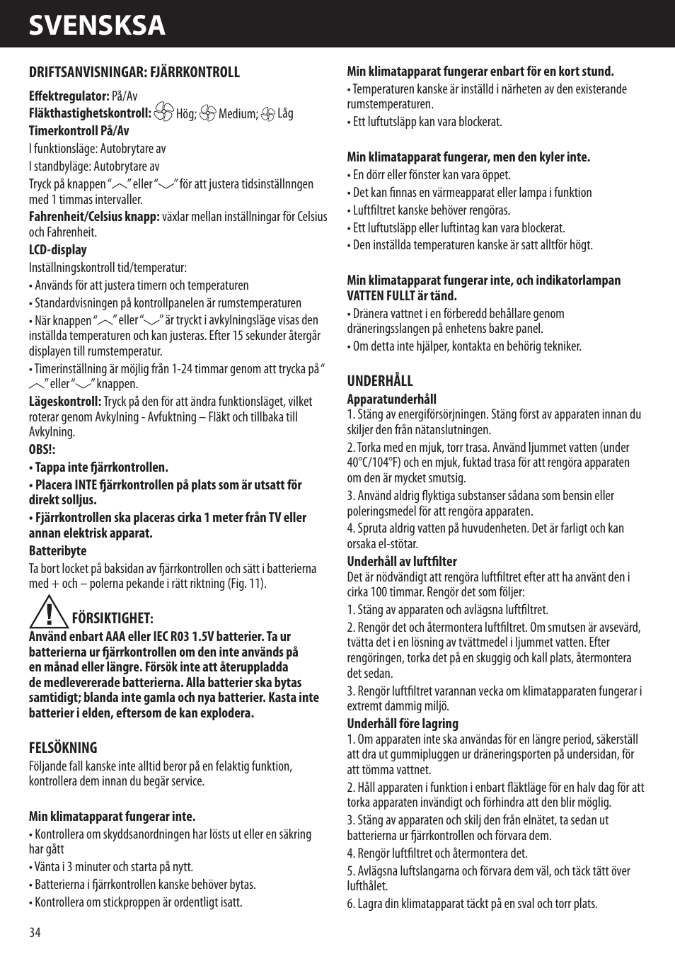 Svensksa | Honeywell AMH-10000E User Manual | Page 34 / 88