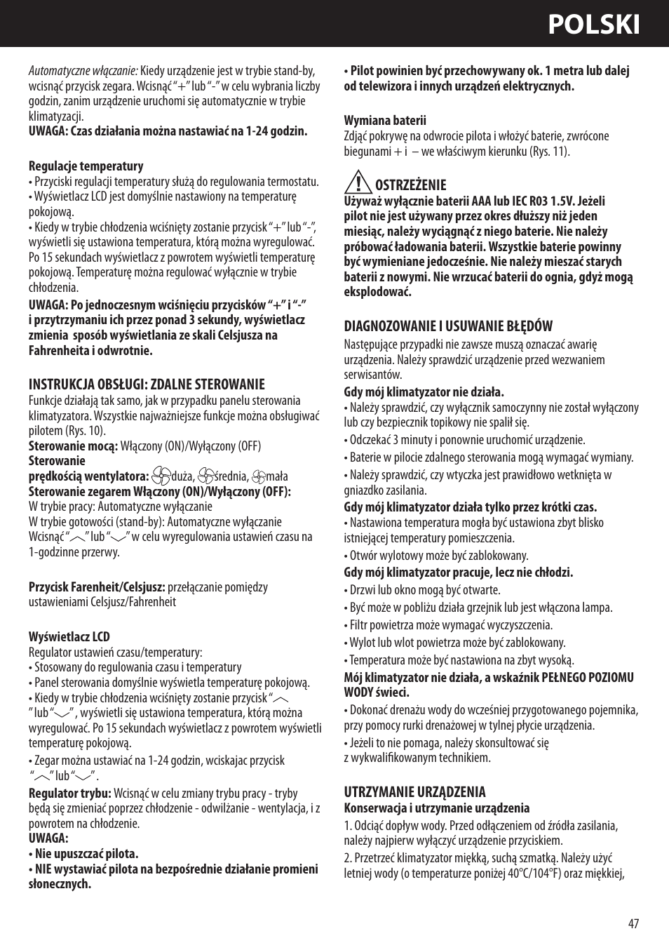 Polski | Honeywell AMH-10000E User Manual | Page 47 / 88