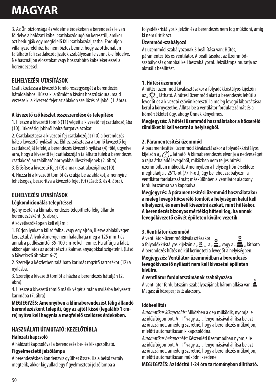 Magyar | Honeywell AMH-10000E User Manual | Page 50 / 88