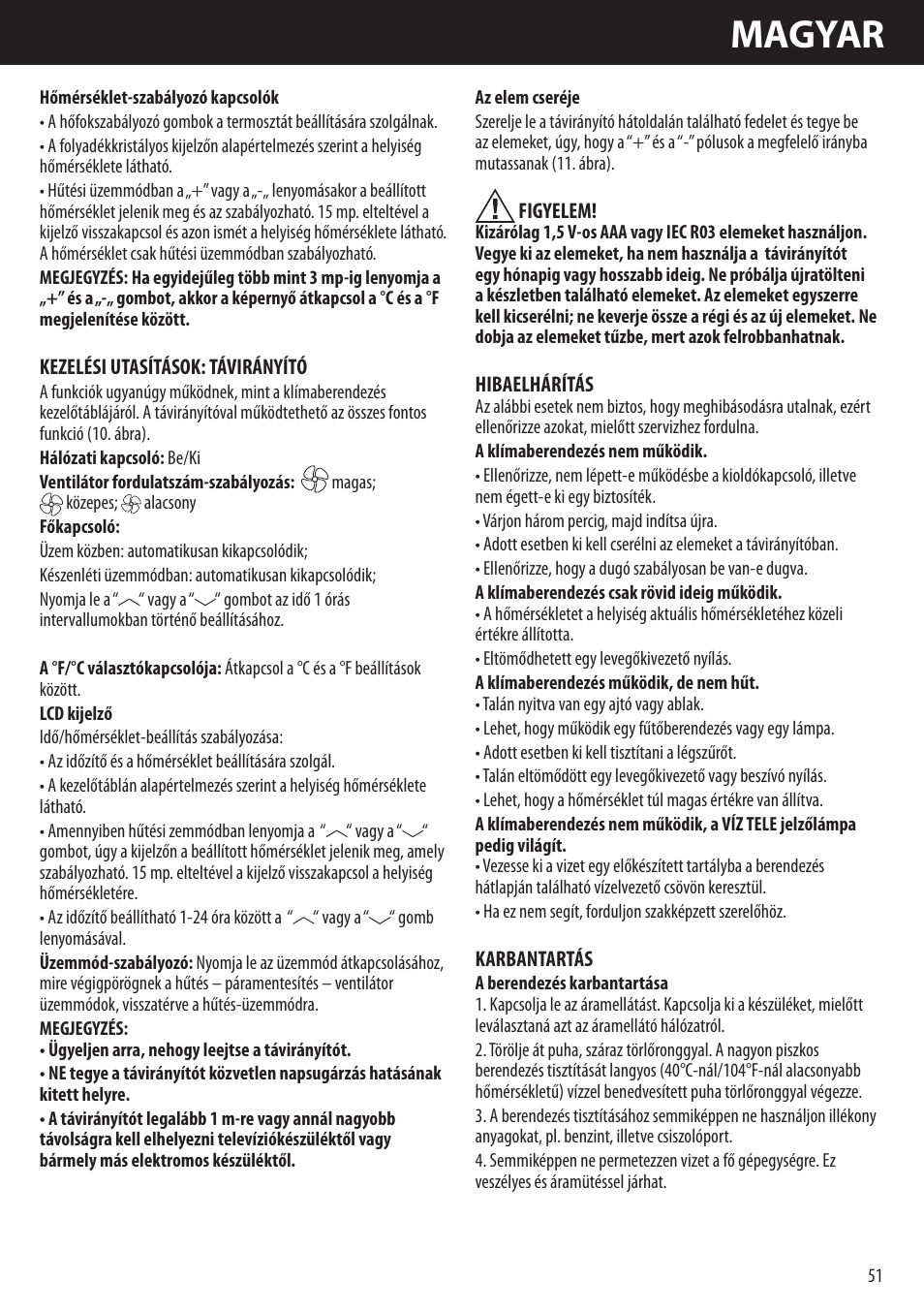 Magyar | Honeywell AMH-10000E User Manual | Page 51 / 88