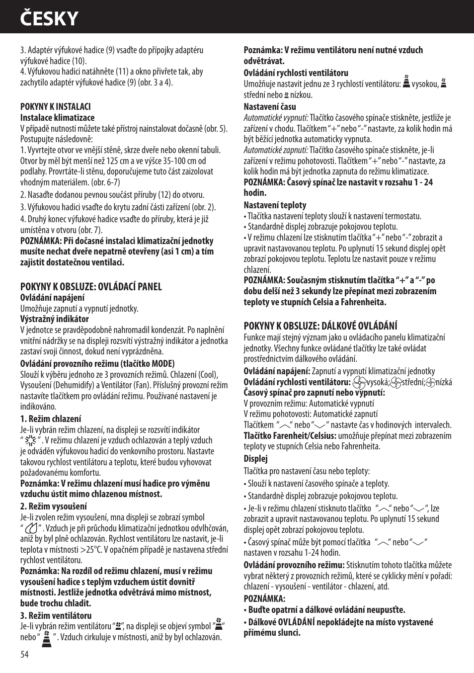 Česky | Honeywell AMH-10000E User Manual | Page 54 / 88