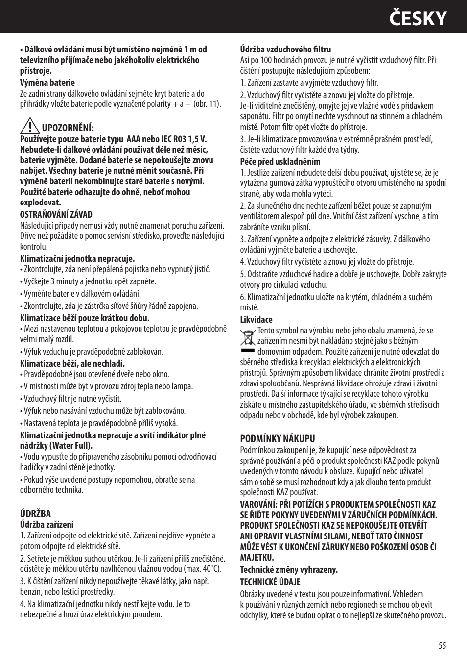 Česky | Honeywell AMH-10000E User Manual | Page 55 / 88