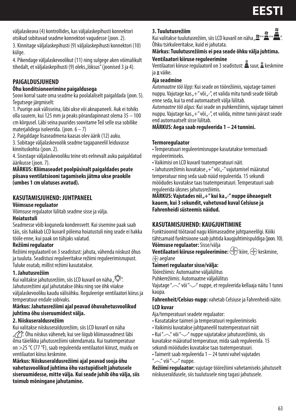 Eesti | Honeywell AMH-10000E User Manual | Page 63 / 88