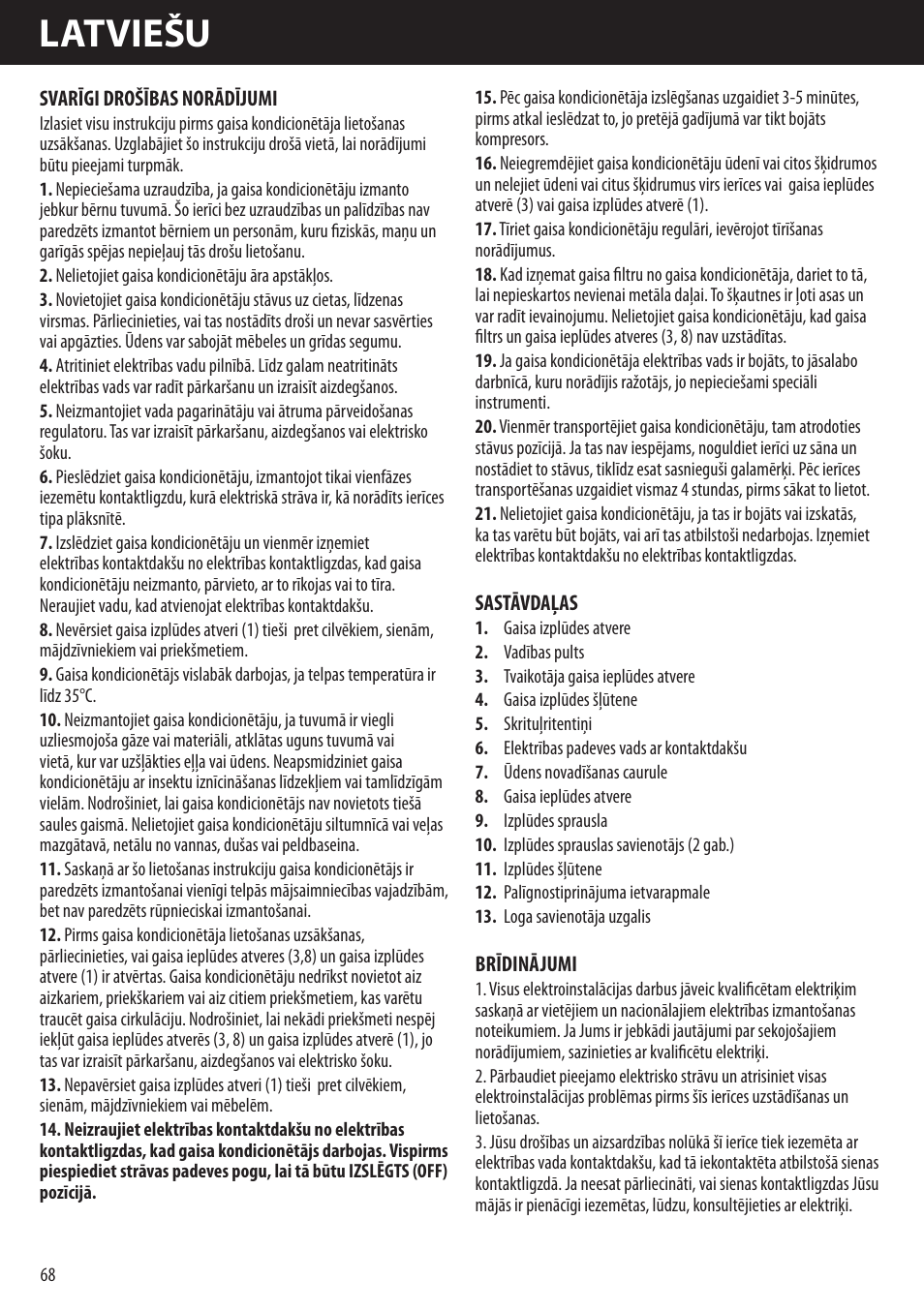 Latviešu | Honeywell AMH-10000E User Manual | Page 68 / 88