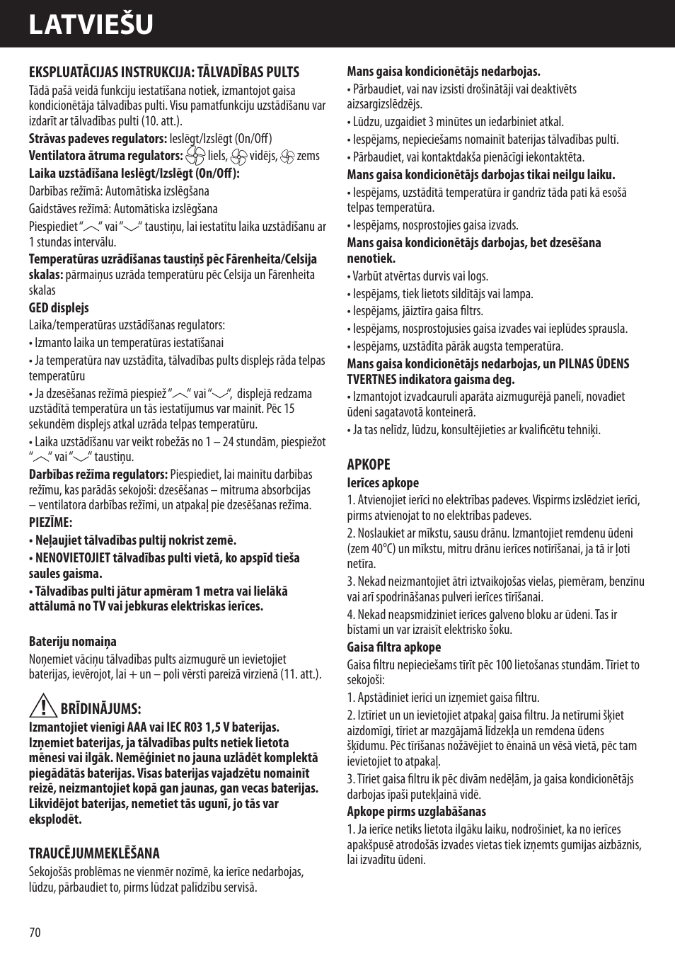 Latviešu | Honeywell AMH-10000E User Manual | Page 70 / 88