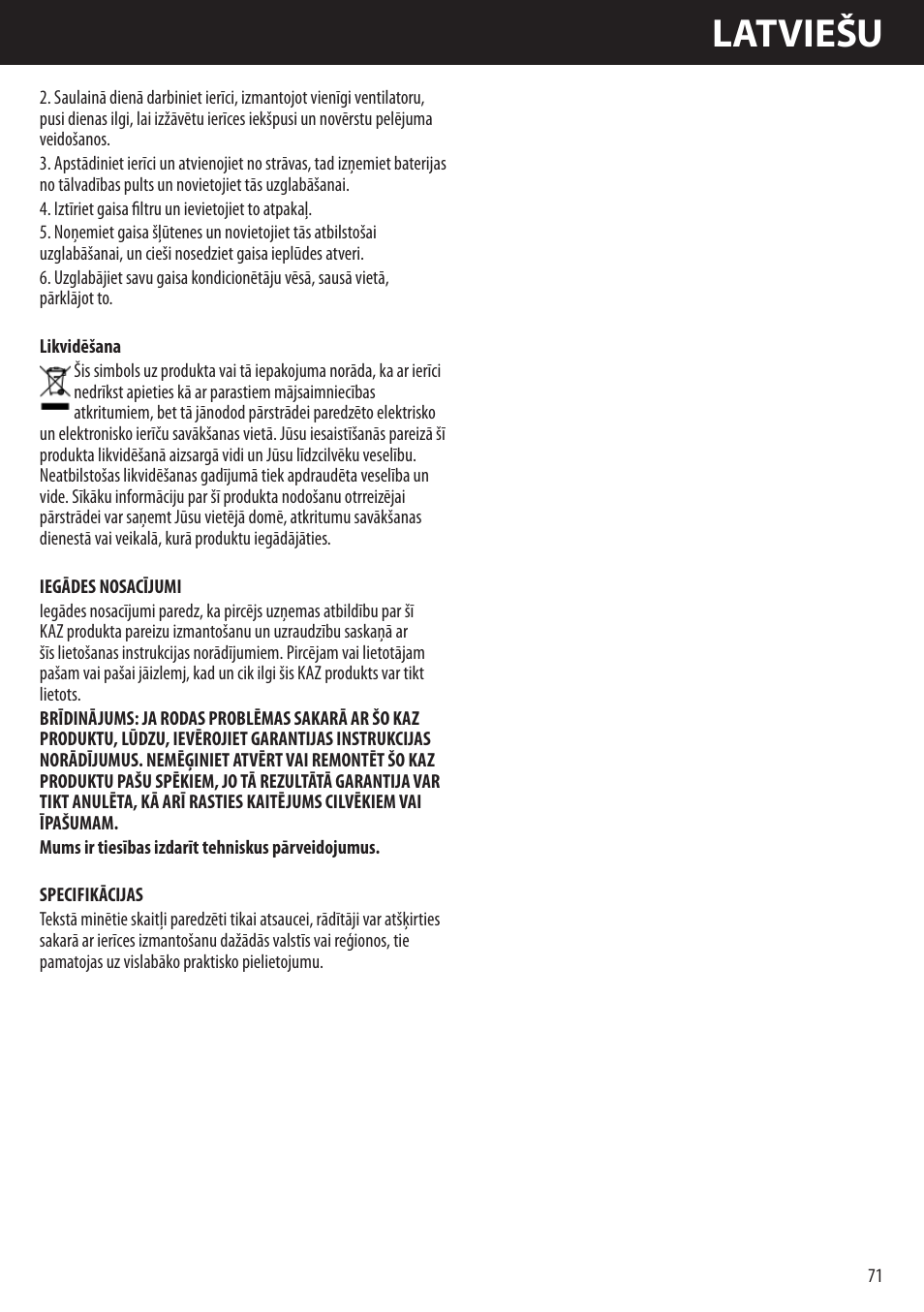 Latviešu | Honeywell AMH-10000E User Manual | Page 71 / 88
