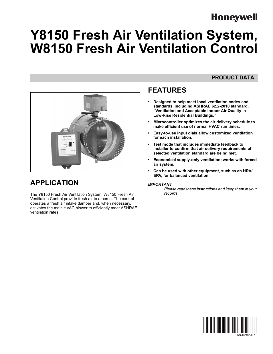 Honeywell Y8150 User Manual | 12 pages