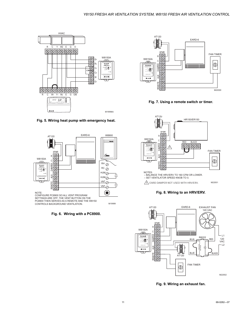 System fan heat auto am | Honeywell Y8150 User Manual | Page 11 / 12