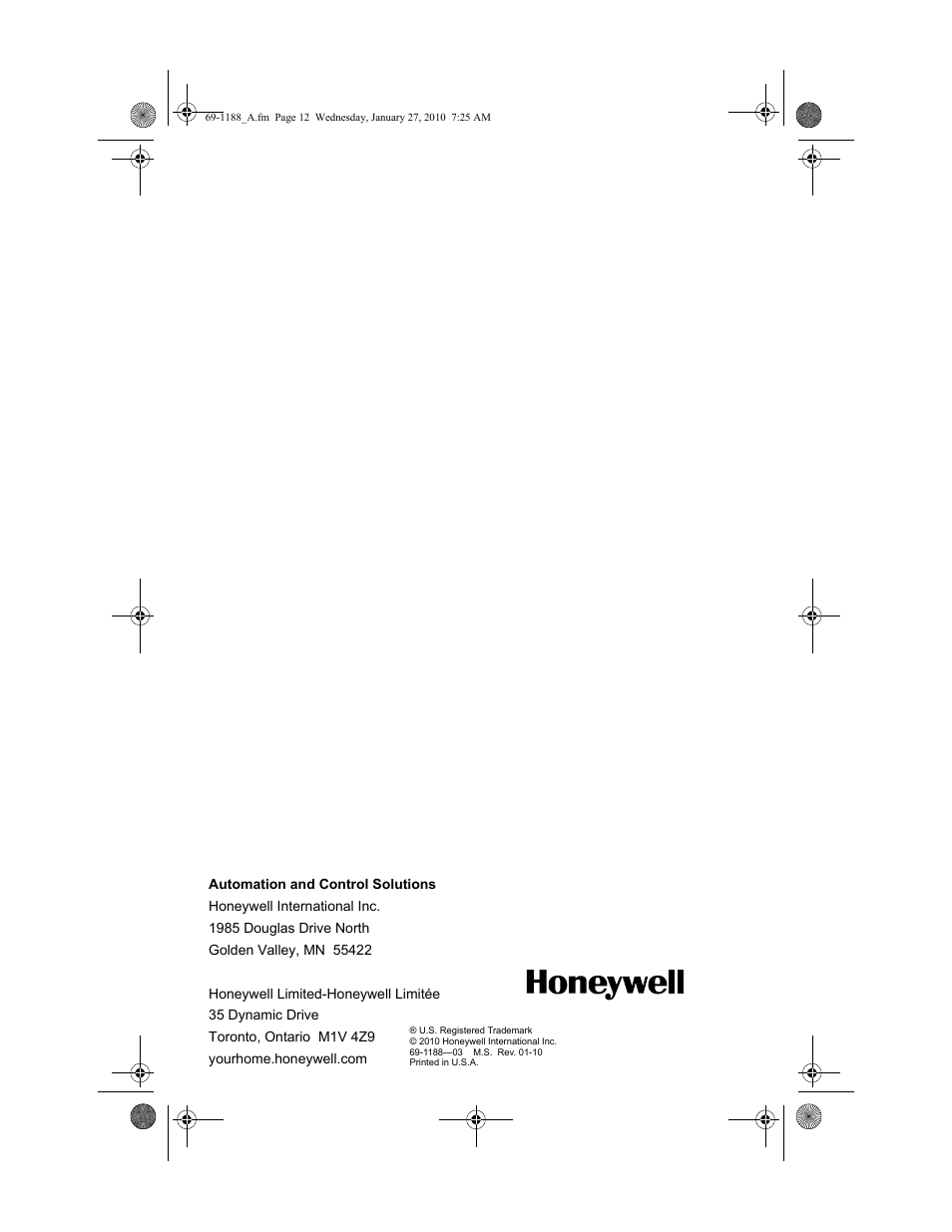 Honeywell PERFECT WINDOW ER200 User Manual | Page 12 / 12